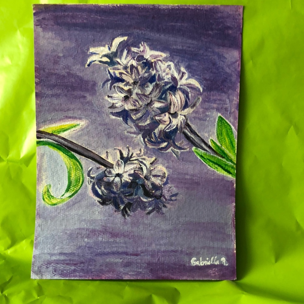 Purple and Green Hyacinth Painting